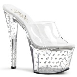 Traslucido Strass Platform 18 cm STARDUST-701 Mules Tacn Alto Mujer