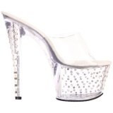 Traslucido Strass Platform 18 cm STARDUST-701 Mules Tacn Alto Mujer