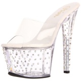 Traslucido Strass Platform 18 cm STARDUST-701 Mules Tacn Alto Mujer