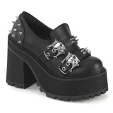 Vegano 12 cm ASSAULT-38 mocasines mujer con suela de tachuelas y plataforma en negro