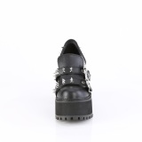 Vegano 12 cm ASSAULT-38 mocasines mujer con suela de tachuelas y plataforma en negro