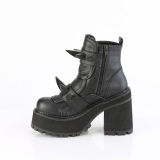 Vegano 12 cm ASSAULT-72 botines mujer con suela de tachuelas y plataforma en negro