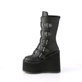 Vegano 14 cm SWING-230 mujeres plataforma botas hasta la pantorrilla con hebilla negro