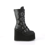 Vegano 14 cm SWING-230 mujeres plataforma botas hasta la pantorrilla con hebilla negro