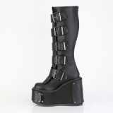 Vegano 14 cm TRANS plataforma botas hasta la rodilla mujer con hebilla