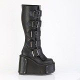 Vegano 14 cm TRANS plataforma botas hasta la rodilla mujer con hebilla