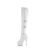 Vegano 15 cm DELIGHT-3018 botas altas tacn aguja con hebilla blanco