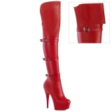 Vegano 15 cm DELIGHT-3018 botas altas tacn aguja con hebilla rojo