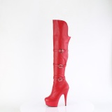 Vegano 15 cm DELIGHT-3018 botas altas tacn aguja con hebilla rojo