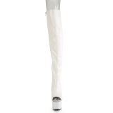 Vegano 18 cm ADORE-3019 tacn aguja botas altas punta abierta con cordones blanco