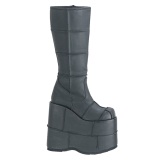 Vegano 18 cm extremo plataforma botas hasta la rodilla hombre negro