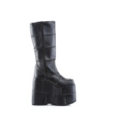 Vegano 18 cm extremo plataforma botas hasta la rodilla hombre negro