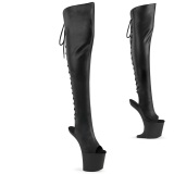 Vegano 20 cm CRAZE-3019 Heelless botas overknee plataforma  pony negro