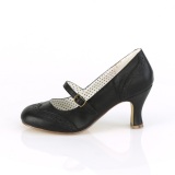 Vegano 7,5 cm FLAPPER-32 retro vintage zapatos de saln maryjane negro