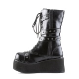 Vegano 8,5 cm TRASH205 hombre plataforma botas con hebilla negro