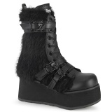 Vegano 8,5 cm TRASH218 hombre plataforma botas con hebilla negro