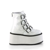 Vegano 9 cm DAMNED-105 plataforma botines mujer con hebilla blanco