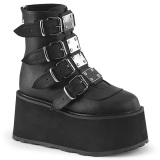 Vegano 9 cm DAMNED-105 plataforma botines mujer con hebilla negro