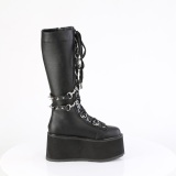 Vegano 9 cm DAMNED-220 plataforma botas hasta la rodilla mujer con cordones