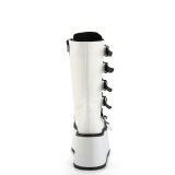 Vegano 9 cm DAMNED-225 mujeres plataforma botas hasta la pantorrilla con hebilla blanco