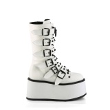 Vegano 9 cm DAMNED-225 mujeres plataforma botas hasta la pantorrilla con hebilla blanco