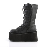 Vegano 9 cm DAMNED-225 mujeres plataforma botas hasta la pantorrilla con hebilla negro