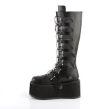 Vegano 9 cm DAMNED-318 plataforma botas hasta la rodilla mujer con hebilla negro