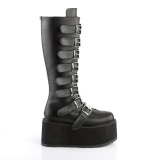 Vegano 9 cm DAMNED-318 plataforma botas hasta la rodilla mujer con hebilla negro