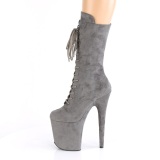 Vegano suede 20 cm FLAMINGO-1050FS botas plataforma exotic pole dance en gris