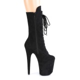 Vegano suede 20 cm FLAMINGO-1050FS botas plataforma exotic pole dance en negro