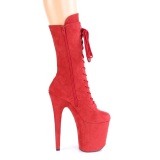 Vegano suede 20 cm FLAMINGO-1050FS botas plataforma exotic pole dance en rojo