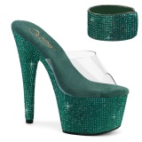 Verde 18 cm 712RS sandalias tacos altos con correa al tobillo y strass plataforma