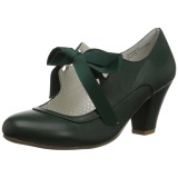 Verde 6,5 cm WIGGLE-32 retro vintage zapatos de saln maryjane tacn ancho