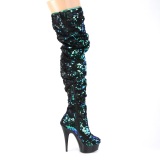 Verde Lentejuelas 15 cm DELIGHT-3004 botas altas pleaser