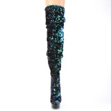 Verde Lentejuelas 15 cm DELIGHT-3004 botas altas pleaser