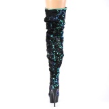 Verde Lentejuelas 15 cm DELIGHT-3004 botas altas pleaser