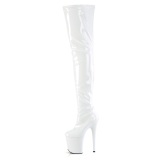 Vinilo crotch 20 cm FLAMINGO-4000 Blanco botas altas del muslo tacn altos