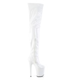 Vinilo crotch 20 cm FLAMINGO-4000 Blanco botas altas del muslo tacn altos