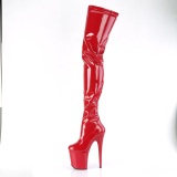 Vinilo crotch 20 cm FLAMINGO-4000 Rojo botas altas del muslo tacn altos