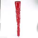 Vinilo crotch 20 cm FLAMINGO-4000 Rojo botas altas del muslo tacn altos