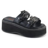 Vinilo mules 5 cm DemoniaCult EMILY-100 pantuflas plataforma gothic alas de murcilago