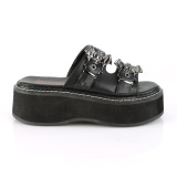 Vinilo mules 5 cm DemoniaCult EMILY-100 pantuflas plataforma gothic alas de murcilago