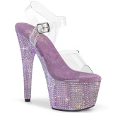 Violeta 18 cm BEJEWELED-708RRS Zapatos altos pole dance strass plataforma